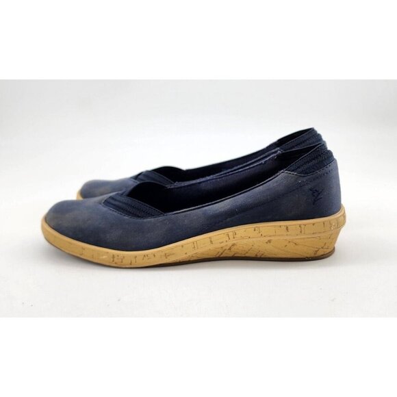Grasshoppers Women's Ortholite Slip On Wedge Espadrille Shoes Blue/Tan Sz 6.5 M - Picture 4 of 10